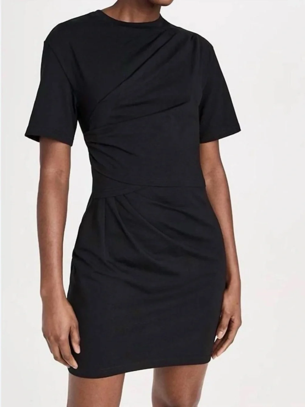 SIMKHAI Zeus Black Draped T-Shirt Dress Small Designer Minimalist - Picture 2 of 6